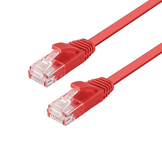 NÖRDIC Cat6 U / UTP litteä verkkokaapeli 5m 250MHz kaistanleveys ja 10Gbps siirtonopeus punainen