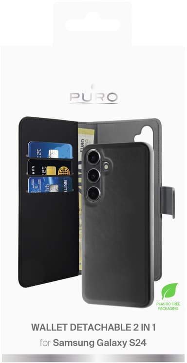 Puro 2in1 Samsung Galaxy S24  lompakkokotelo (musta)