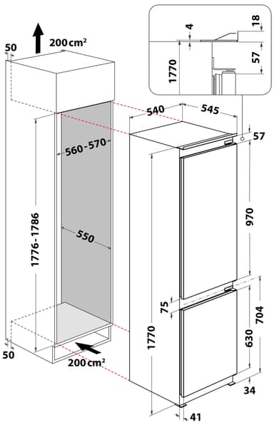 Whirlpool jääkaappipakastin ART 66112, integroitava