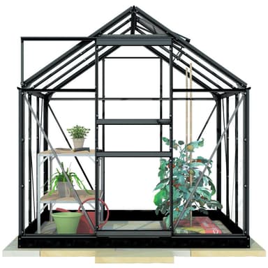 Lykke Kasvihuone Glass 3,8m2, musta
