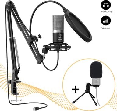 FIFINE T669 USB-mikrofoni, kondensaattorimikrofoni, pöytäteline pop-suodatin, iskunkiinnitys, audiokaapeli ja jalusta, yhteensopiva PS5:n kanssa