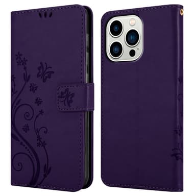 iPhone 14 PRO MAX Suojakuori Lompakkokotelo (Violetti)