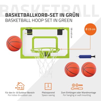 Hauki Mini koripallokori huoneeseen, 3 pallon setti Ø16cm