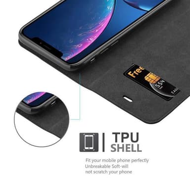 iPhone XR Suojakuori Lompakkokotelo (Musta)