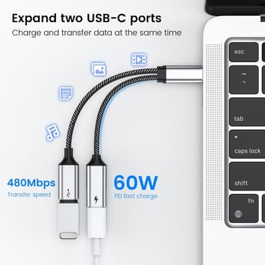 USB-C uros ja kaksois USB-C naaras jakajakaapeli pikalataus