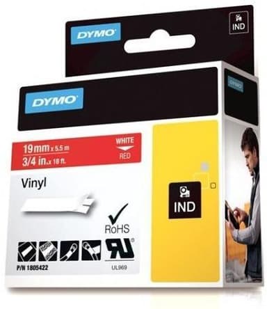 DYMO Rhino Professional, 19mm, merkkausteippi, valk.teksti pun.teip