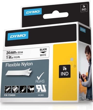 DYMO Rhino Professional, joustava merkkausteippi, nyloni 24 mm