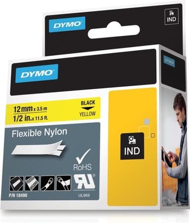 DYMO RhinoPRO joustava merkkausteippi, 12 mm nylonteippi