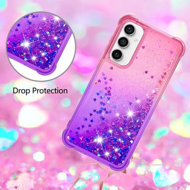 SKALO Samsung S23 FE Juoksuhiekka Glitter Sydämet TPU kuori - Pinkki-Violetti