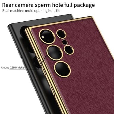 SKALO Samsung S24 Ultra PU-nahkainen Gold Edge Suojakuori - Musta