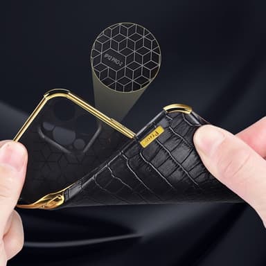 SKALO Samsung A05s 4G Krokotiili Kultainen Reuna Kuori - Musta