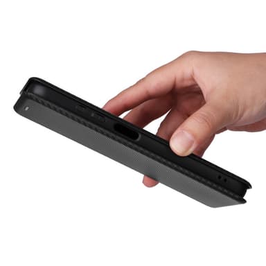 SKALO Samsung A05s 4G Carbon Fiber Lompakkokotelo - Musta