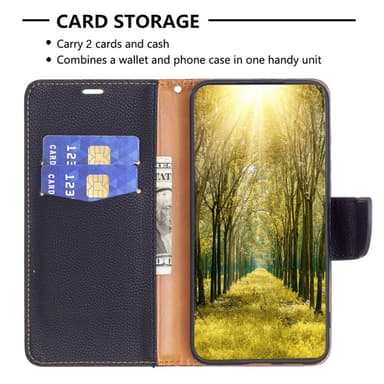 SKALO Samsung S24 Litchi Lompakkokotelo - Musta