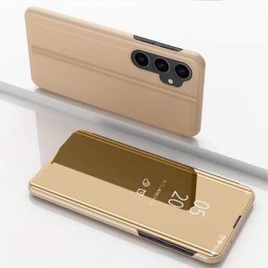 SKALO Samsung S23 FE Clear View Mirror Lompakko - Kulta