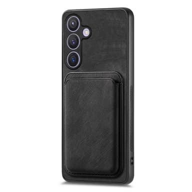 SKALO Samsung S24+ PU-nahkakuori, jossa on irrotettava magneettinen lompakko - Musta