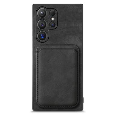 SKALO Samsung S24 Ultra PU-nahkakuori, jossa on irrotettava magneettinen lompakko - Musta
