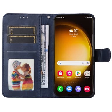 SKALO Samsung S24 Ultra PU-nahkainen Lompakkokotelo - Sininen