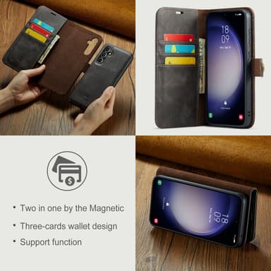 DG MING Samsung S23 FE 2-in-1 magneetti lompakkokotelo - Harmaa