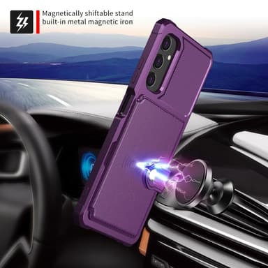 SKALO Samsung A05s 4G Iskunkestävä kuori lompakolla - Violetti