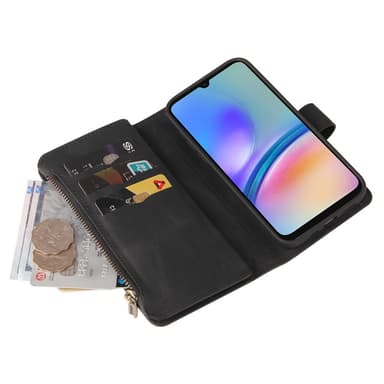 SKALO Samsung A05s 4G Big Wallet 17-lokeroa Lompakkokotelo - Musta