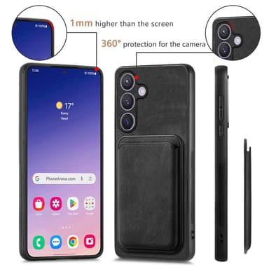 SKALO Samsung S24+ PU-nahkakuori, jossa on irrotettava magneettinen lompakko - Musta