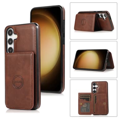 SKALO Samsung S24 PU-nahkainen Suojakuori Lompakolla - Ruskea