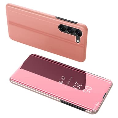 SKALO Samsung S24 Clear View Mirror Lompakko - Ruusukulta