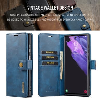 DG MING Samsung S24 Ultra 2-in-1 magneetti lompakkokotelo - Sininen