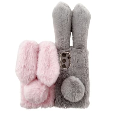 SKALO Samsung S24 3D Soft Furry Bunny Ears Suojakuori - Valkoinen