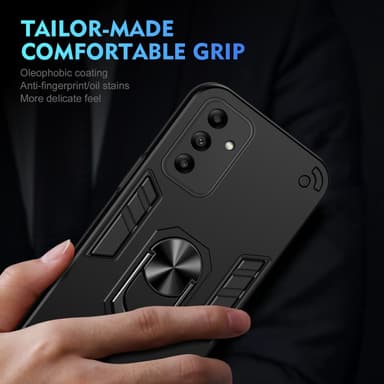 SKALO Samsung A05s 4G Armor Hybridi metallirengas kuori - Musta