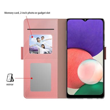SKALO Samsung S24 Kortinhaltijan peililompakko - Ruusukulta