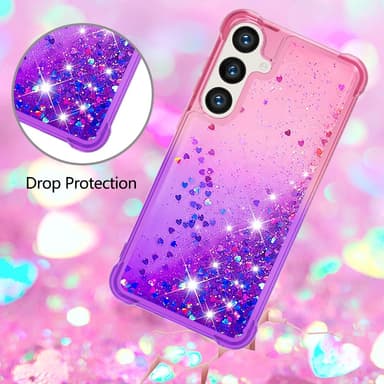SKALO Samsung S24 Juoksuhiekka Glitter Sydämet TPU kuori - Pinkki-Violetti