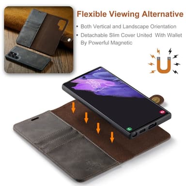 DG MING Samsung S24 Ultra 2-in-1 magneetti lompakkokotelo - Harmaa