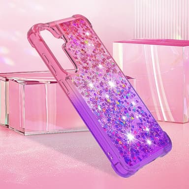 SKALO Samsung S24 Juoksuhiekka Glitter Sydämet TPU kuori - Pinkki-Violetti