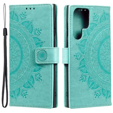 SKALO Samsung S24 Ultra Mandala lompakkokotelo - Turkoosi