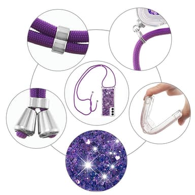 SKALO Samsung A05s 4G Juoksuhiekka Glitter Mobile kaulapanta - Violetti