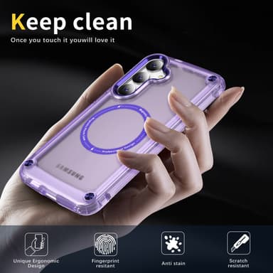SKALO Samsung S24 Läpinäkyvä TPU Magneetti/Metal Suojakuori - Violetti