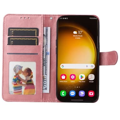 SKALO Samsung S24 Ultra PU-nahkainen Lompakkokotelo - Pinkki