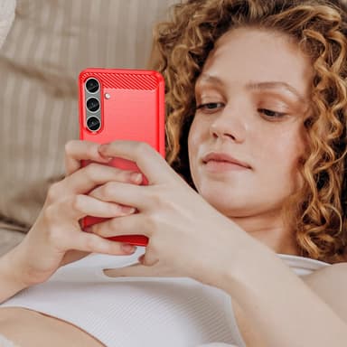 SKALO Samsung S24+ Armor Carbon Iskunkestävä TPU suojakuori - Punainen