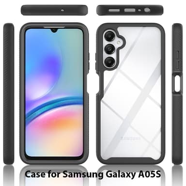 SKALO Samsung A05s 4G Iskunkestävä Clear Hybridi Suojakuori - Musta
