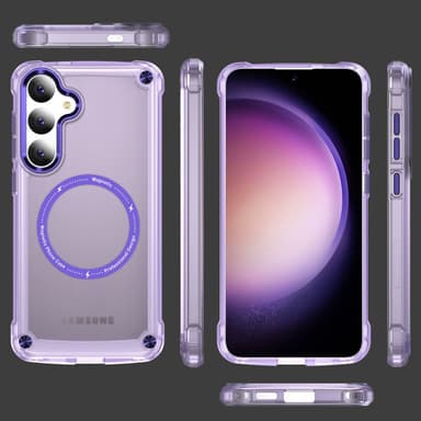 SKALO Samsung S24 Läpinäkyvä TPU Magneetti/Metal Suojakuori - Violetti