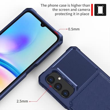 SKALO Samsung A05s 4G Iskunkestävä kuori lompakolla - Sininen