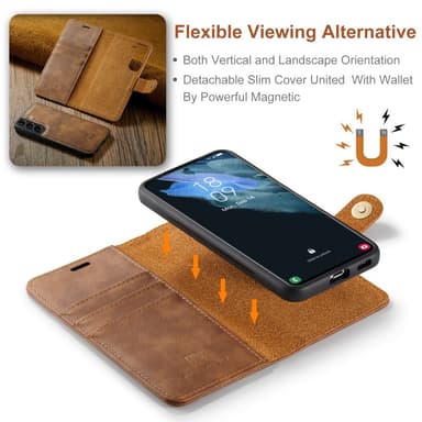 DG MING Samsung S24 2-in-1 magneetti lompakkokotelo - Ruskea