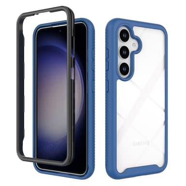 SKALO Samsung S24 Iskunkestävä Clear Hybridi Suojakuori - Tummansininen