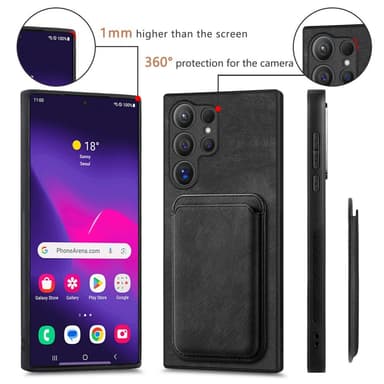 SKALO Samsung S24 Ultra PU-nahkakuori, jossa on irrotettava magneettinen lompakko - Musta