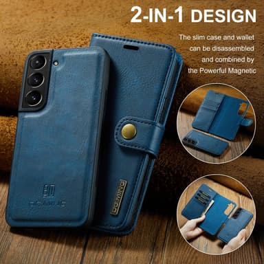 DG MING Samsung S24 2-in-1 magneetti lompakkokotelo - Sininen