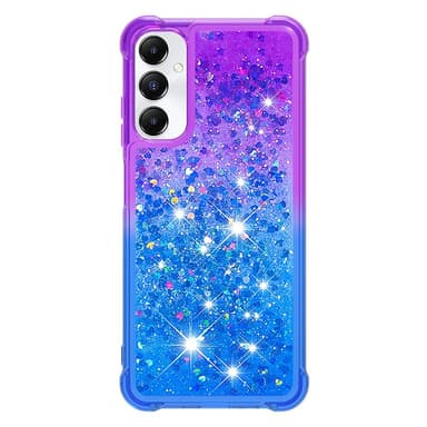 SKALO Samsung A05s 4G Juoksuhiekka Glitter Sydämet TPU kuori - Violetti-Sininen