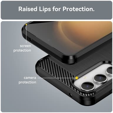 SKALO Samsung S23 FE Armor Carbon Iskunkestävä TPU suojakuori - Musta