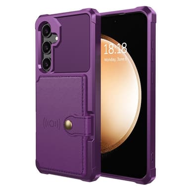 SKALO Samsung S24 Iskunkestävä kuori lompakolla - Violetti