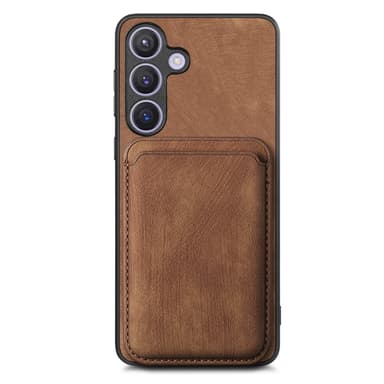 SKALO Samsung S24 PU-nahkakuori, jossa on irrotettava magneettinen lompakko - Ruskea